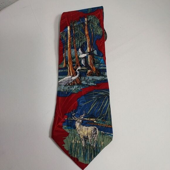 Vintage Florida Everglades Men's Silk Tie World Wildlife Fund Red 215 1993 Dad - Picture 3 of 6